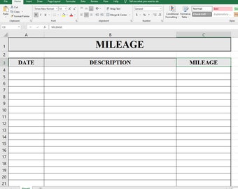 Simple Mileage Log | Excel format w/ Preset Formulas