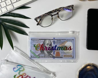 Custom A6 Transparent Cash Envelope with Zip Closure - Personalized Text