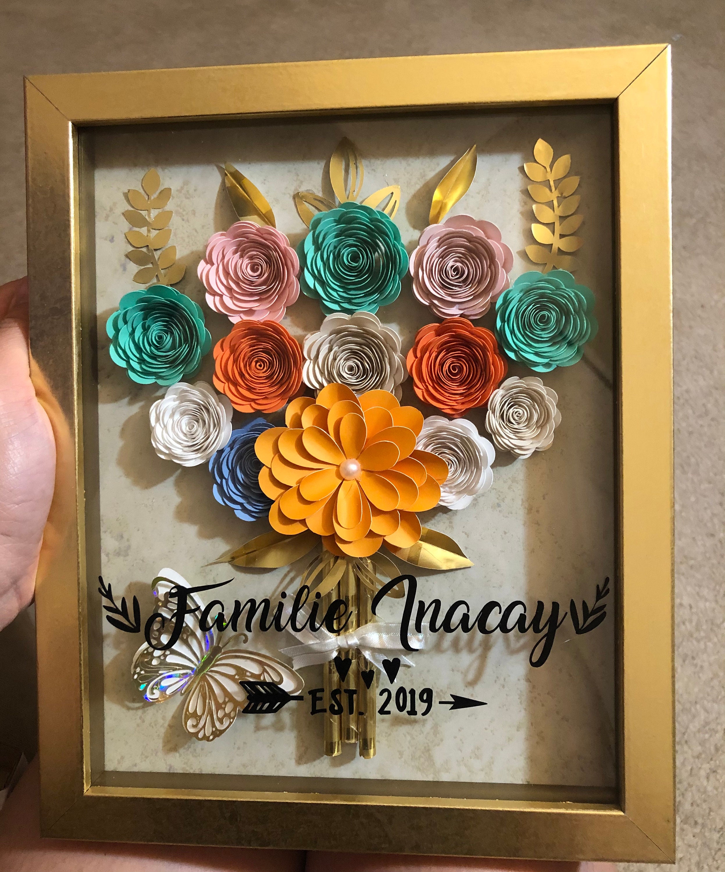 Shadow box with flower bouquet Customized gift home decor Etsy