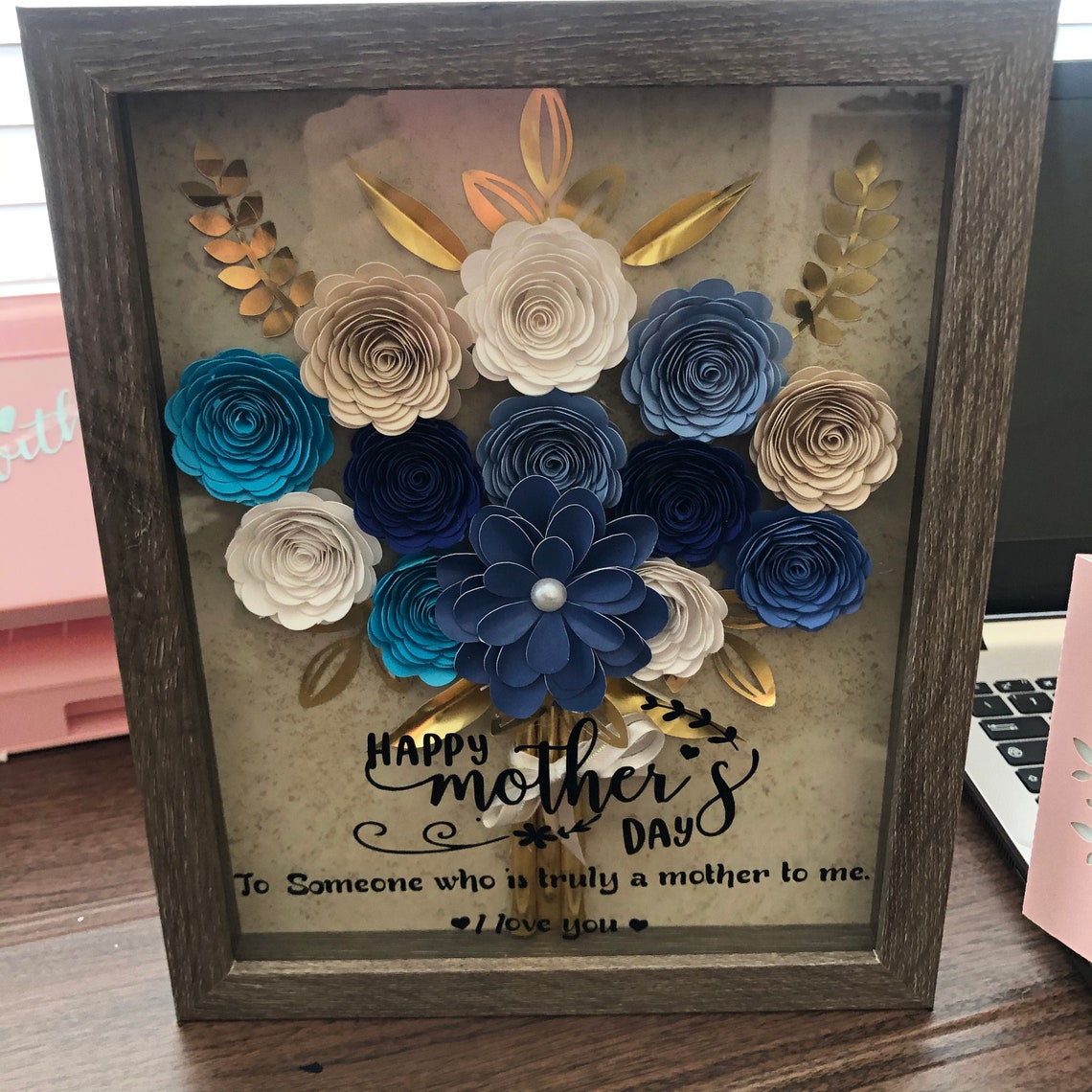 Shadow box with flower bouquet Customized gift home decor Etsy