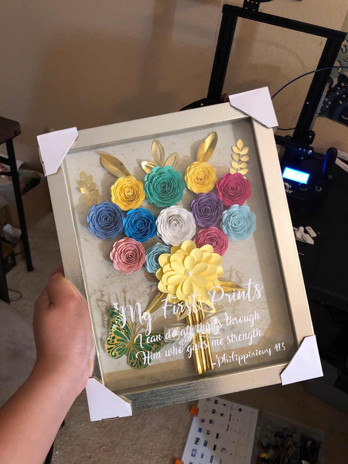 Shadow box with flower bouquet Customized gift home decor Etsy