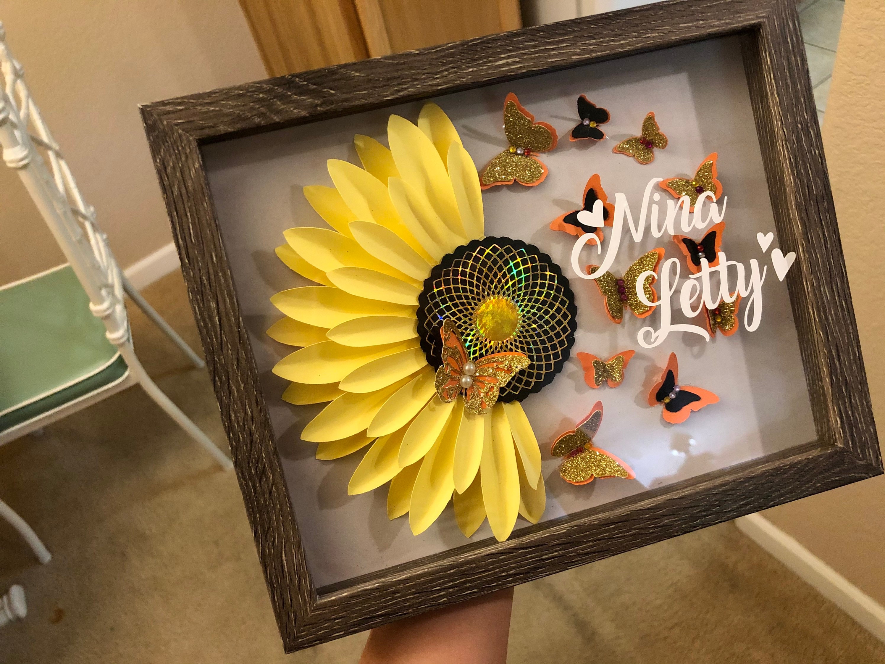 Sunflower shadow box for birthday graduation wedding | Etsy