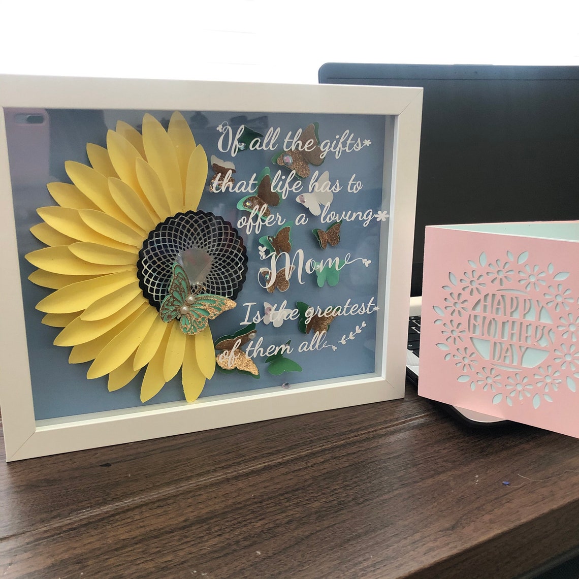 Sunflower shadow box perfect gift Etsy