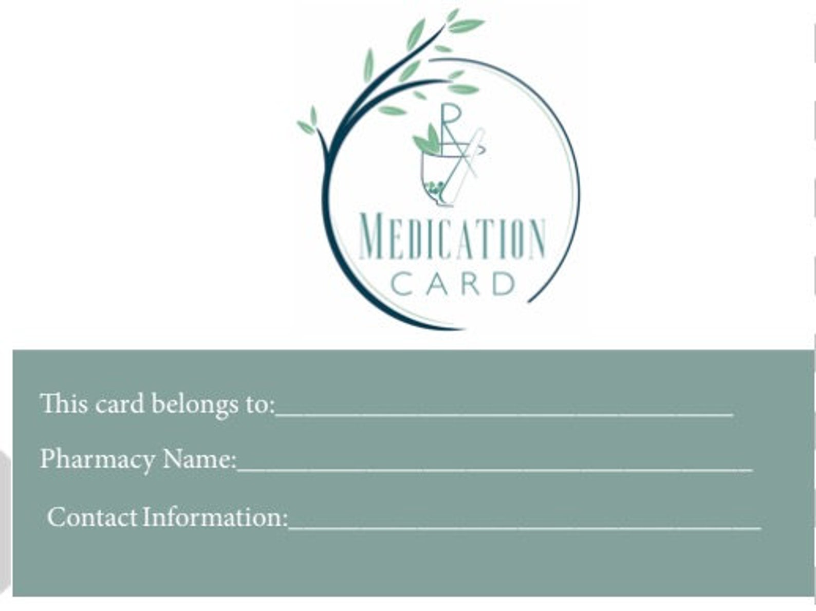 TriFold Wallet Rx Medication Card Etsy