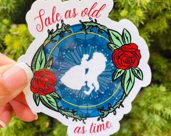 Belle Sticker| Beauty and the beast | Waterproof Stickers | Inspired Disney Princess | Gifts for women | Rose | Water bottle Sticker | Love