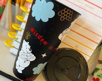Winnie the Pooh cup | Pooh tumbler | glitter cup | glitter tumbler | Pooh bear | Faith cup | Christian tumbler | Winnie the Pooh | Stars cup