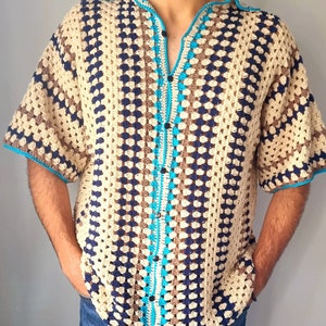 Handmade Crochet Shirt: Vintage Style Cotton Knit, Unisex