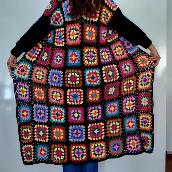 Colourful Gardigan/Granny Square Gardigan/Knitting Cardigan/Crochet  Cardigan/Afghan Cardigan/Grand Mother Sweaters Coat/ Women Gardigan