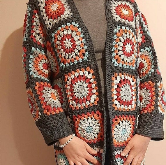 Granny Square Gardigan Knitting Cardigan Crochet Cardigan Afghan  Cardigan Gardigan Women Gardigan