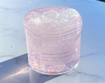 VALENTINES SPECIAL! Aphrodite's Love Elixir Clear Crystal Jelly Slime with Rose Quartz 5oz