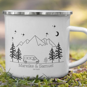 Personalized Enamel Camping Mug for Campers with Name | Camping Van, Cup Caravan | Motorhome Campervan | Gift for campers mug