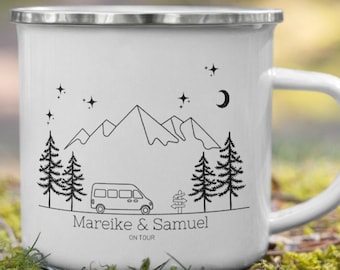 Tasse de camping en émail personnalisée pour les campeurs avec nom | Camping-car, caravane à tasse | Camping-car Camping-car | Cadeau pour tasse de campeurs