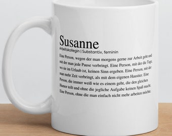 Abschiedsgeschenk Arbeitskollege/in | Tasse für die Arbeitskollegin personalisiert mit Spruch, Mit Spruch, Lieblingskollegin, Büro, Namen