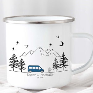Emaille Tasse personalisiert Camping Tasse Camping Geschenk für Camper Wohnmobil Geschenk Mann Wohnwagen Outdoor Küche Camper Becher Metall