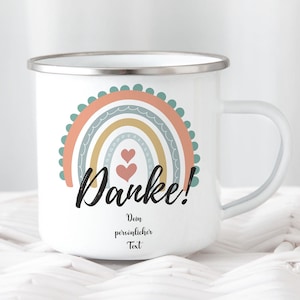 Tasse de remerciement au motif arc-en-ciel, cadeau d'adieu, merci professeur avec texte souhaité, crèche, école, céramique émaillée, merci