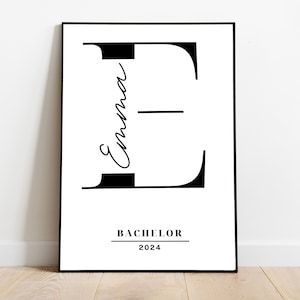 Graduation gift doctorate, high school diploma, training MSc. Bachelor personalized poster for graduation 2024 gift idea with name & date