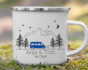 Enamel mug personalized camping mug camping gift for camper motorhome gift man caravan outdoor kitchen camper mug metal