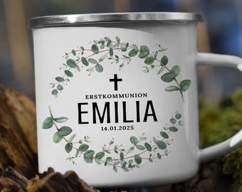First Communion Gifts Personalized Children's Mug with Name and Date Enamel Mug Rainbow Gifts First Communion Girls & Boys