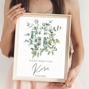 Konfirmation Geschenk Personalisiertes Poster mit Namen und Datum Taufspruch Jungen & Mädchen Geschenk Erstkommunion Konfirmation Geschenk