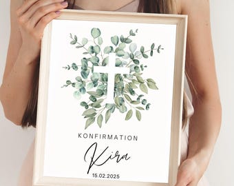 Confirmation Gift: Personalized Poster with Name and Date, Baptismal Verse, Gift for Boys & Girls, First Communion, Confirmation Gift