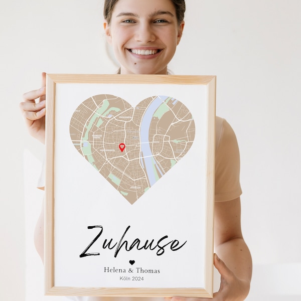 Cadeau voor een gepersonaliseerde verhuisposter HOME coördineert de foto waar het allemaal begon cadeau voor haar verhuizing cadeau appartement hart