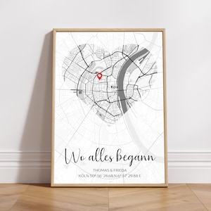 Personalized wedding gift poster: Where it all began, coordinates image, housewarming gift, anniversary gift for him, wedding day keepsake