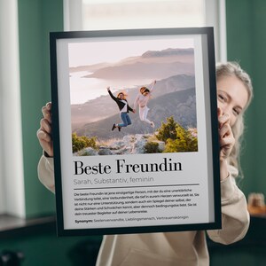 Plakat Definicja Prezenty dla najlepszych przyjaciół dla dziewczyn Spersonalizowany plakat ze zdjęciem Prezenty urodzinowe fajny plakat dla dziewczyn