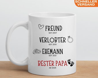 Dad gift for Father's Day with year pregnancy announce birthday boyfriend, fiancé husband, best dad personalized mug