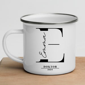 personalisierte Emaille / Keramik Tasse  zum Abschluss Bestandene Prüfung Abitur Bachelor Master Doktor Steuerberater Schulabschluss bestandene Prüfung Doktortasse