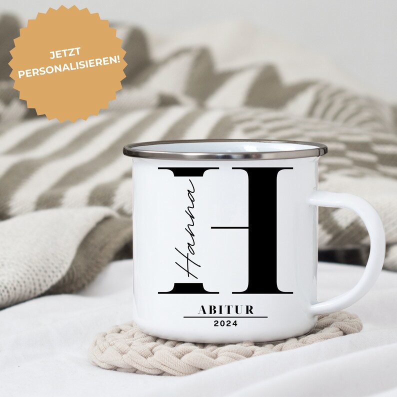 personalisierte Emaille / Keramik Tasse  zum Abschluss Bestandene Prüfung Abitur Bachelor Master Doktor Steuerberater Schulabschluss bestandene Prüfung Doktortasse