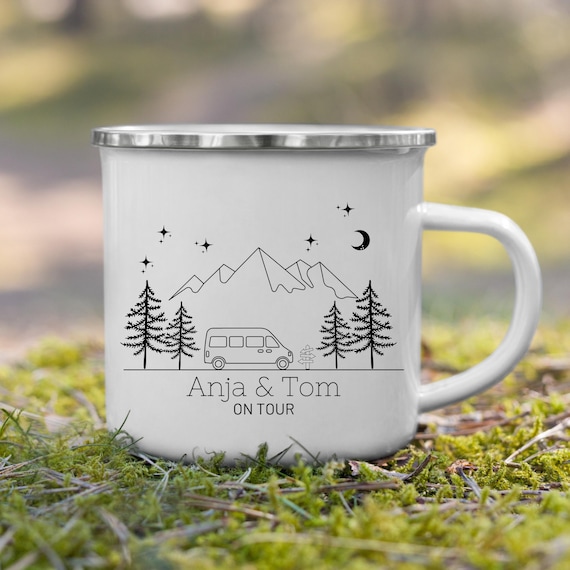 Personalisierte Camping Tasse mit Namen 330 ml Emaille Tasse Wohnmobil  Geschenke Geschenk fr Camper Zubehr Geburtstagsgeschenk Wohnwagen -  Etsy.de