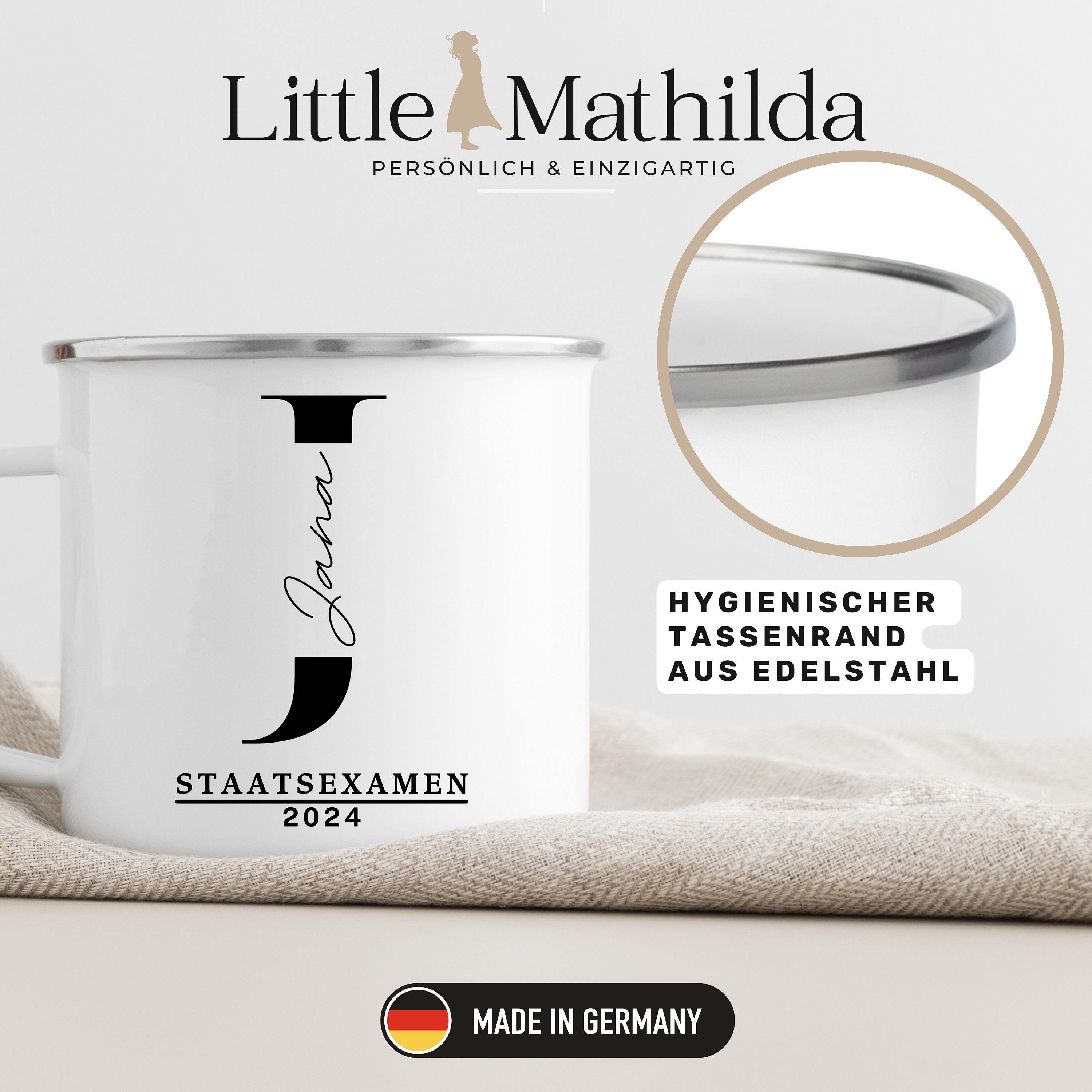 Personalisierte Abschluss-Tasse – Mit Name, Initiale, Jahr & Abschlussart, Spülmaschinengeeignet