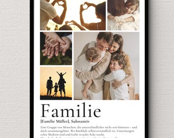Personalized gift for families definition poster with photos wall decoration photo poster gift for parents, Mother's Day, Christmas, wall picture