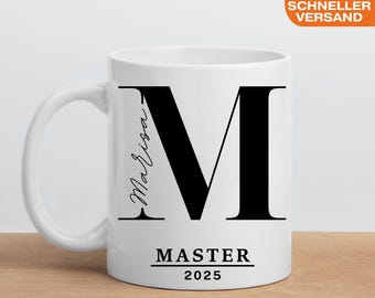 Master's degree gift mug, personalized graduation gift, exam passed mug with name and title, high school diploma, Master's degree, Doctorate, state examination