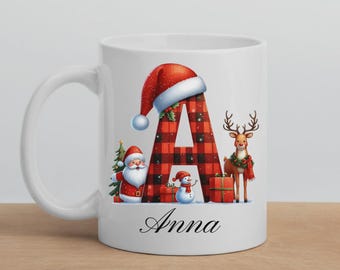 Personalized Christmas mug with name and letters