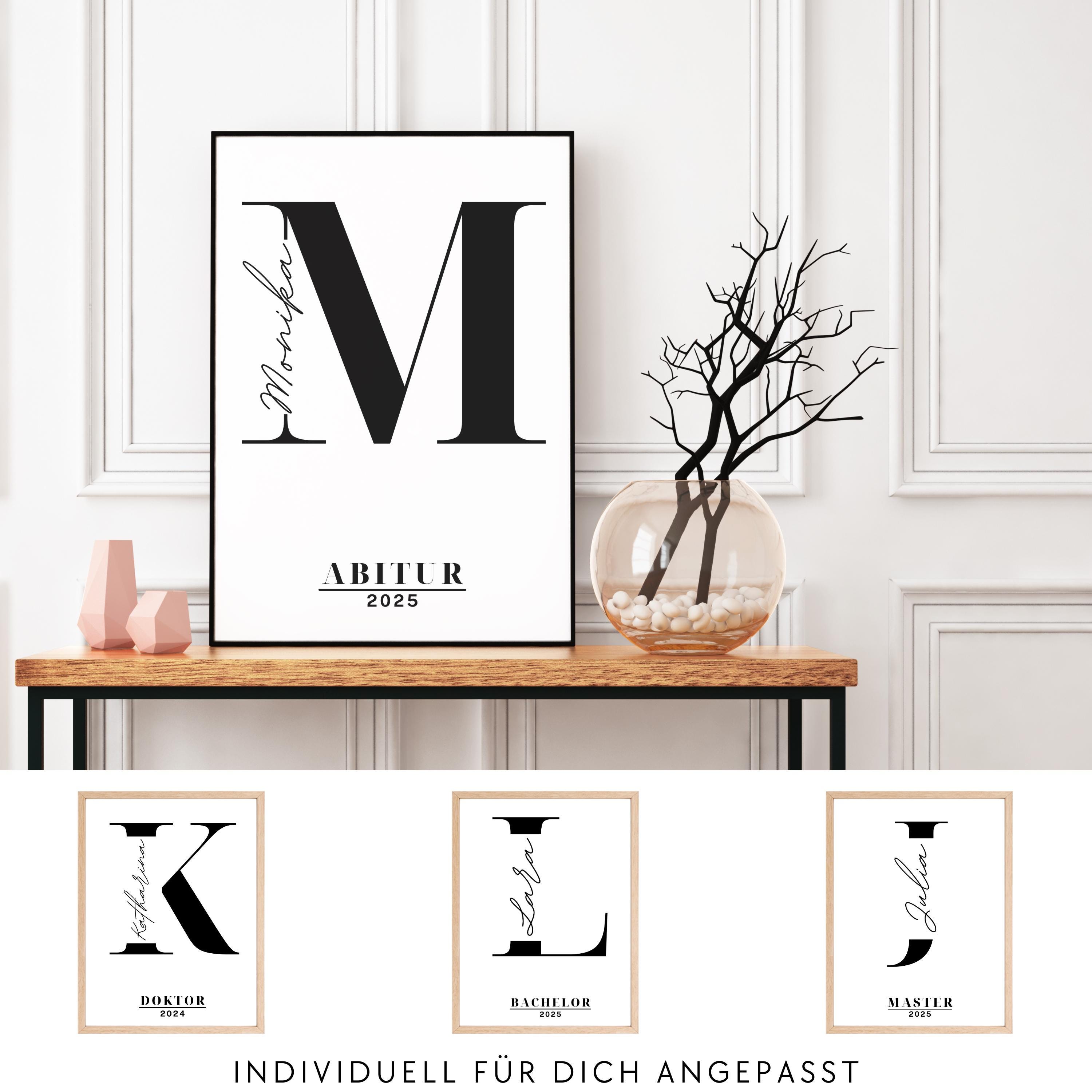 Poster O Tela Personalizzata Per Laurea – Con Nome, Iniziale, Titolo Di Studio E Anno – Stampe Di Alta Qualità Su Carta 200g Con Cornice Nera Inclusa - copertina