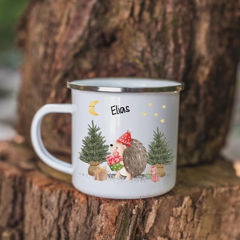 Personalisierte Weihnachtstasse Mit Namen & Initiale - 330 Ml, Spülmaschinenfest, Nikolausgeschenk