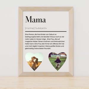 Moederdag cadeau gepersonaliseerde moederposter met foto van de kinderen, moederdefinitie, familieposter, foto moederhart, cadeau voor Moederdag