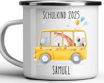 Back to School Gift Personalized Enamel Mug Schoolchild Gift for Boys and Girls Starting School First Grade Schoolchild
