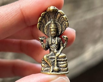 Messing Vishnu Idol Statue: Miniatur Narayan Figur für Zuhause/Büro Dekor