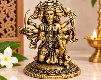 Panchmukhi Hanuman Idol Brass Hanuman Statue for Puja & Home