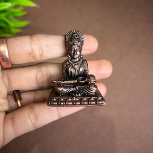 Statua di Annapurna Devi in rame fatto a mano / Dea indù del cibo e del nutrimento / Decorazione del tempio spirituale, benedizioni per la cucina, decorazioni per la prosperità