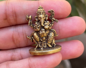Brass Ganesha Statue Ganpati Idol for Home Mandir Pooja Spiritual Decor Good Luck Gift Hindu God Murti