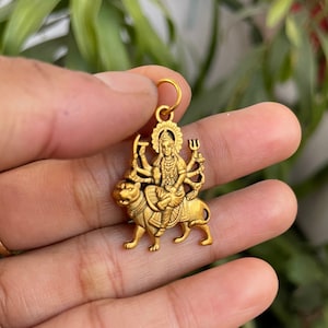 indian Handmade Durga Statue Pendant Maa Durga Statue Metal Statue Necklace Durga Statue Hindu God Necklace Positivity Protection