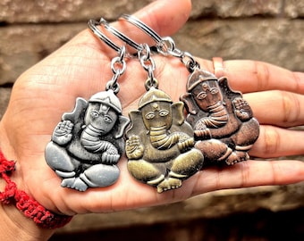 Ganesha Keychain, Hindu God Charm, Good Luck Keyring