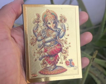 Dancing Ganesha Statue Fridge Magnate Show Piece Little Ganesha Hindu God Golden Foli Poster Ganesh Hindu God Antique Pocket Ganesha