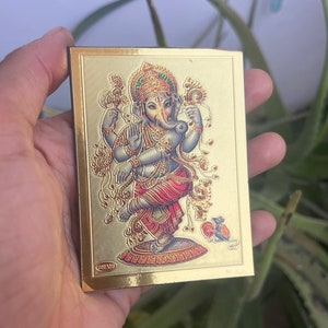 Dancing Ganesha Statue Fridge Magnate Show Piece Little Ganesha Hindu God Golden Foli Poster Ganesh Hindu God Antique Pocket Ganesha