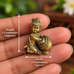 Bal Gopal statyett | Miniatyr Krishna-staty för Pooja | Mini Laddu Gopal staty | Traditionell Krishna Idol för heminredning Laddu Goapal Ji
