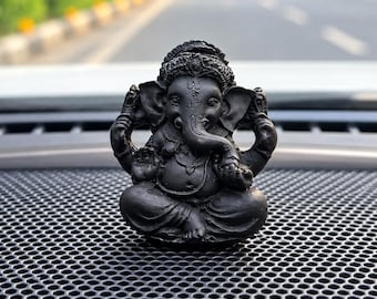 Estátua de Ganesha para painel de carro, pequena estátua de Ganesha, deus hindu Ganesha, pequeno ídolo de Ganesha, Ganesha da sorte, mini-Ganesha, presente para carro novo.