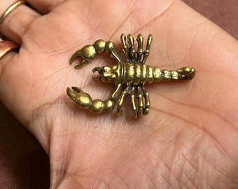 May include: A small, gold-colored scorpion figurine. The scorpion is detailed with segmented legs and a curled tail.